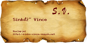 Sinkó Vince névjegykártya
